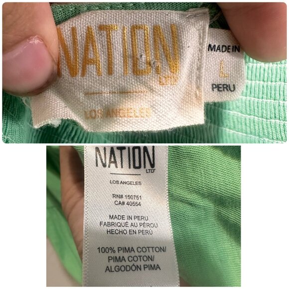 Nation LTD Penelope Cross Back Midi Dress Womens Large Green Smocked Tiered - Picture 6 of 16